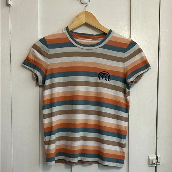 Madewell Embroidered Rainbow Striped Tee XXS - Picture 3 of 11